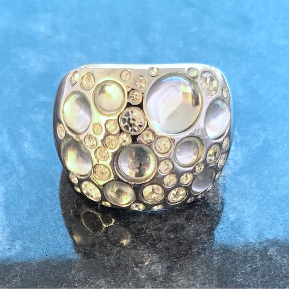 Lia Sophia Silver Tone Rock Candy Bubble Bling Chinky Statement Ring, Size 8-1/2 - Picture 3 of 7